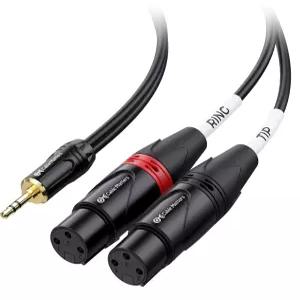 Cable Matters 3.5mm TRS to 2 XLR 케이블 수컷 암컷 6피트 1/8인치 Aux Dual 브레이크아웃