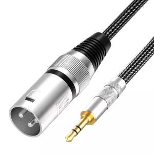 Tisino 수컷 XLR to 3.5mm TRS 미니 잭 언밸런스 마이크 케이블 1.6피트 카메라 노트북 믹서용 1/8인치