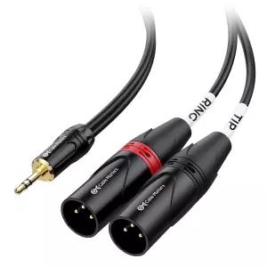 Cable Matters 3.5mm TRS to 2 XLR 케이블 수컷-수컷 3피트 1/8인치 Aux Dual 브레이크아웃