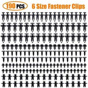 190pcs 자동차 리테이너 클립 6 크기 플라스틱 패스너 키트 트림 패널 혼합 바디 범퍼 리벳 세트