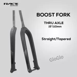 MTB 스루 액슬 15x110mm 부스트 포크 풀 카본 자전거 스트레이트 또는 테이퍼드 리지드 프론트
