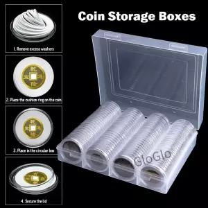 100/50pcs 30/40mm 지우기 동전 캡슐 홀더 케이스 기념 보관 상운드 메달 컬렉션 용품 먼지 보호기