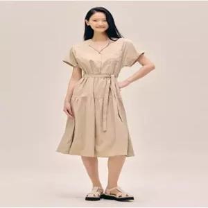 나이스클랍 오픈카라 셔링 벨트 원피스 A253PWO603