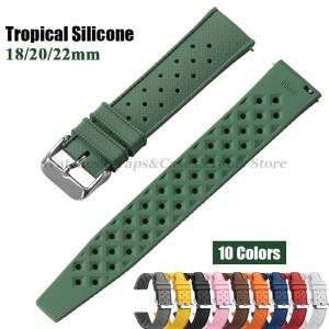 열대 실리콘 시계 밴드 퀵 릴리스 스트랩 18mm 20mm for Oris Seiko Citizen Rubber Tropic 스마트