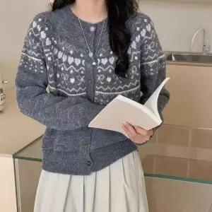 여성 가디건 라운드넥 니트 여성겨울가디건