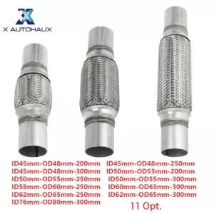 배기음튜닝 머플러 X Autohaux 자동차 범용 배기 플렉스 파이프 45-76mm ID 48-80mm OD 땋은 튜브 스테인레