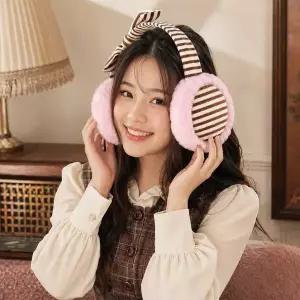 [콩심팥심]핑크 머리띠귀마개 겨울 방한 털귀마개