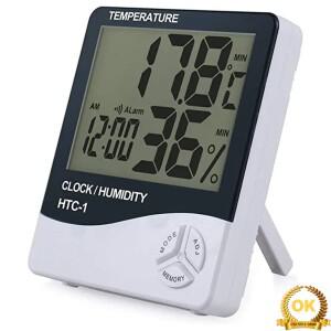 HTC-1 LCD 전자 온습도계 시계가 있는 기상 관측소 디지털 가정용