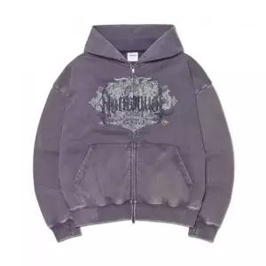 매장정품 NOMANUAL DARK CREST HOODED ZIP-UP - WASHED PURPLE