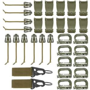 32/13PCS 몰리 액세서리 키트 야외 전술 배낭 조끼 허리띠 잠금 장치 메쉬 지지대 탄성 버클 사냥