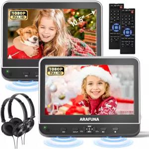 10.5인치 차량용 휴대용 DVD 플레이어 1080P 풀 HD HDMI 입력 지원 장착 브래킷이 있는 듀얼 스크린 카