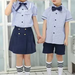 블루 스트라이프 네이비 하의 세트 교복 학생복 키즈