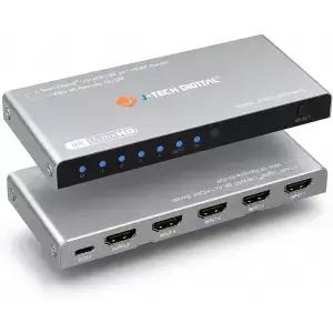 J-Tech Digital HDMI 스위치 4K 120hz 2.1 4 in 1 Out 8K 1080P IR 리모컨 자동 USB C 전원 케이블 HDR 및
