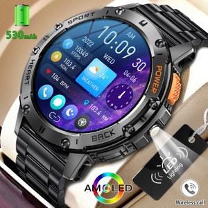 진동알람시계 안드로이드 IOS의 경우 손전등이있는 AMOLED 스마트 SMARTWATCH 통화 블루투스 스포츠 BOX 남성 워치 트래커 방수 MAN