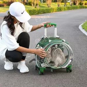 산책캐리어 투명 고양이 강아지 애완동물 가방 핸드카트 개모차 외출 휴대용 여행 기차 비행기