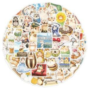 55PCS  안녕하세요 햄스터 개인화 된 낙서 장식 스티커 수하물 노트북 냉장고 스케이트 보드 도매