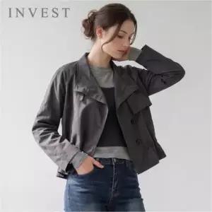 [인베스트] 오픈 카라 스트링 크롭 자켓_IN6F1JK1321