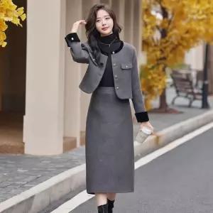 엘럽 여성 프렌치 모직 세트 봄가을 슬림핏 스커트 득템