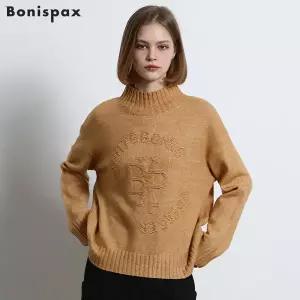 [보니스팍스(Bonispax)] 울 패턴 하이넥 니트 (택가격 159000원)