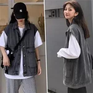 [라일리여성의류] Rly 데님 조끼 오버핏 빅사이즈 빈티지 아우터 박시핏