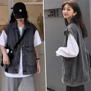 [라일리여성의류] Rly 데님 조끼 오버핏 빅사이즈 빈티지 아우터 박시핏 52892558)