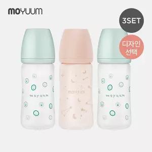 모윰 실리콘코팅 노꼭지 유리젖병 240ml 트리플팩 - 디자인 선택