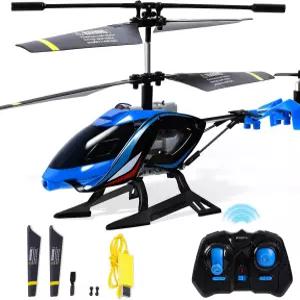 ALPHA RC 헬리콥터 2.4G LED 라이트가 있는 원격 조종 파란색 Vigilante 8~12세 이상 남자들을 위한 실내외