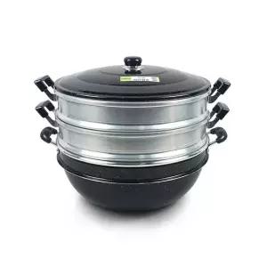 개똥마미 마블 3단 찜솥 가마솥 찜기 다용도 대형 찜냄비 33cm)