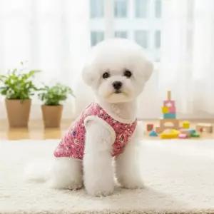 애견 수면조끼 소형 강아지 옷 꽃무늬 김장 할매옷 고양이 외출 촌캉스 실내복