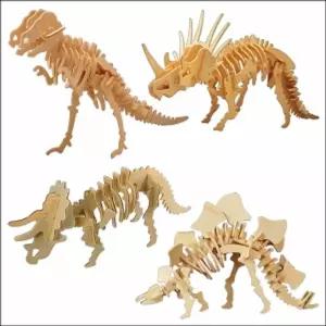3D 입체 나무 공룡 4종 세트 A/피규어/장난김/키우기/공룡의세계/모형/장난감/교구/남아/아동/어린이/유아
