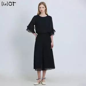 2SET [르오트(LeOT)] 임페리얼 썸머 쉬폰 블라우스 + 팬츠 셋업-사이즈 55~88까지