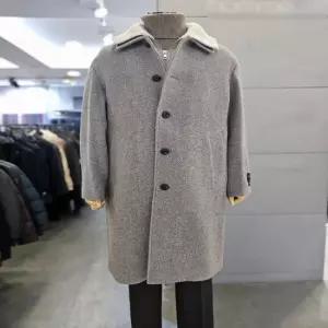 바쏘옴므성남점 남성 겨울 베이지 울 캐시미어 오버핏 발마칸 롱 코트 WSZCJ12