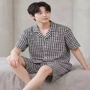 [바풀]바풀 HY PNR 33007101 쿨 체크 남성 반팔-반바지 잠옷 파자마세트