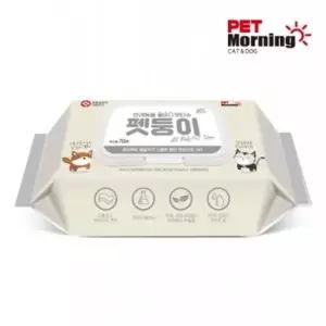 친절한탄씨 펫모닝 강아지 고양이 물티슈 70매 반려동물 위생용품 애완용 클리닝 티슈 고양이용품