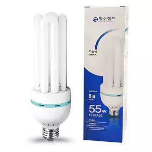장수램프 고와트 삼파장 EL램프 55W 주광색 E39base 형광램프 삼파장램프 형광등