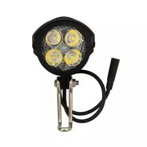 전기 자전거 LED 헤드라이트 액세서리 36V 48V 램프 3핀 내장형 경적 전조등 스쿠터