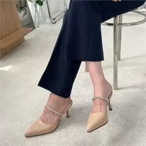 여성 뮬 슬리퍼 힐 여성 뾰족코 슬리퍼 스틸레토 뾰족코 데일리 드레스 하이힐 토오픈
