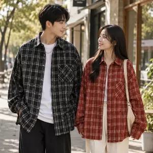 체크셔츠 셔츠자켓 오버핏 긴팔남방 레이어드 타탄셔츠 봄 가을 3컬러 남녀공용