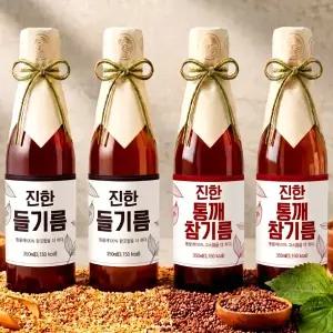 전통 압착 맑은 진한 참기름 2병+들기름 2병