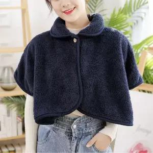 여성용 겨울 어깨워머 망토담요 극세사 블랭킷 자켓 방한 넥워머 감성캠핑용품 E-3D2F1