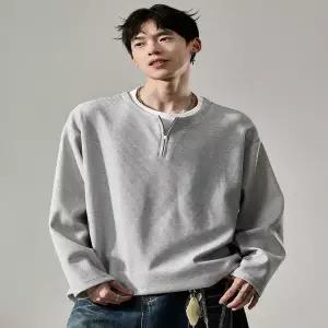 후드 티 가을 스웨트 오버핏 집업 남성 가을용 레이어드 반지퍼 긴팔 티셔츠 2026 캐주얼 이너웨어 트렌디