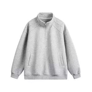 후드 티 가을 스웨트 오버핏 집업 스탠드 칼라 반지퍼 맨투맨 남자 남성 봄철 청용 무게감 있는 구조 분할