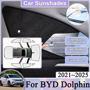 BYD Dolphin 2025 ~ 용 자동차 풀 커버 썬 바이저 파라솔 블랙 슬리버 창 차양 보호 액세서리