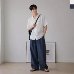 남자 아이스 쿨링 터치 데님 와이드 밴딩 팬츠 AGG 1007M바지 여름 반바지 청바지