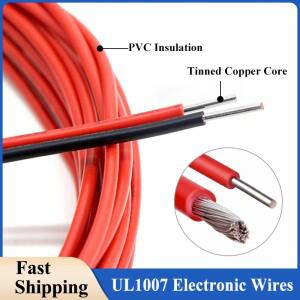 2- 50M 레드 블랙 UL1007 구리 와이어 16/18/20/22/24/26/28/30AWG 유연한 PVC 절연 전자 케이블 DIY LED