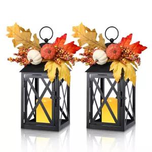 6cm 16인치 LED MUMTOP 불꽃 없는 양초 2팩 가을 수확 랜턴 40