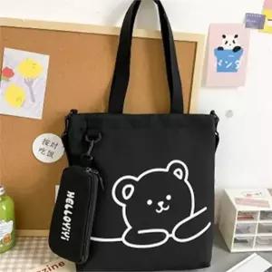 캔버스 에코백 가벼운 귀여운 복조리 학생 에코백 크로스 데일리 캐주얼 여성 무지 다용도 유치원 실내화