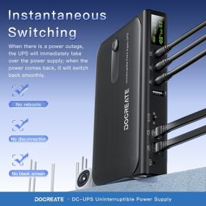 DC1036L 36W 미니 UPS LED 디스플레이 DC 5V 9V 12V POE 백업 전원 공급 장치 분리형 18650 배터리 (라우