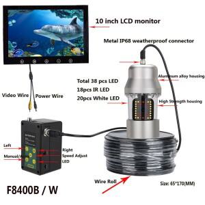 MAOTEWANG 수중 낚시 비디오 카메라 10 인치 50m 어군 탐지기 IP68 방수 38 LED 360도 회전 물고기