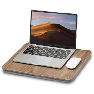 ZEAPTAC 휴대용 랩 노트북 데스크, 베개 쿠션 포함, 최대 15.6인치 노트북에 적합, 침대 소파 카펫용 스탠드, 책상용 태블릿/드로잉 보드/컴퓨터 스탠드 - 다크 브라운 원목